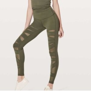 NWT Lululemon Wunder Under Pant (Hi-Rise) Tech Mesh 28 Sage Size 6